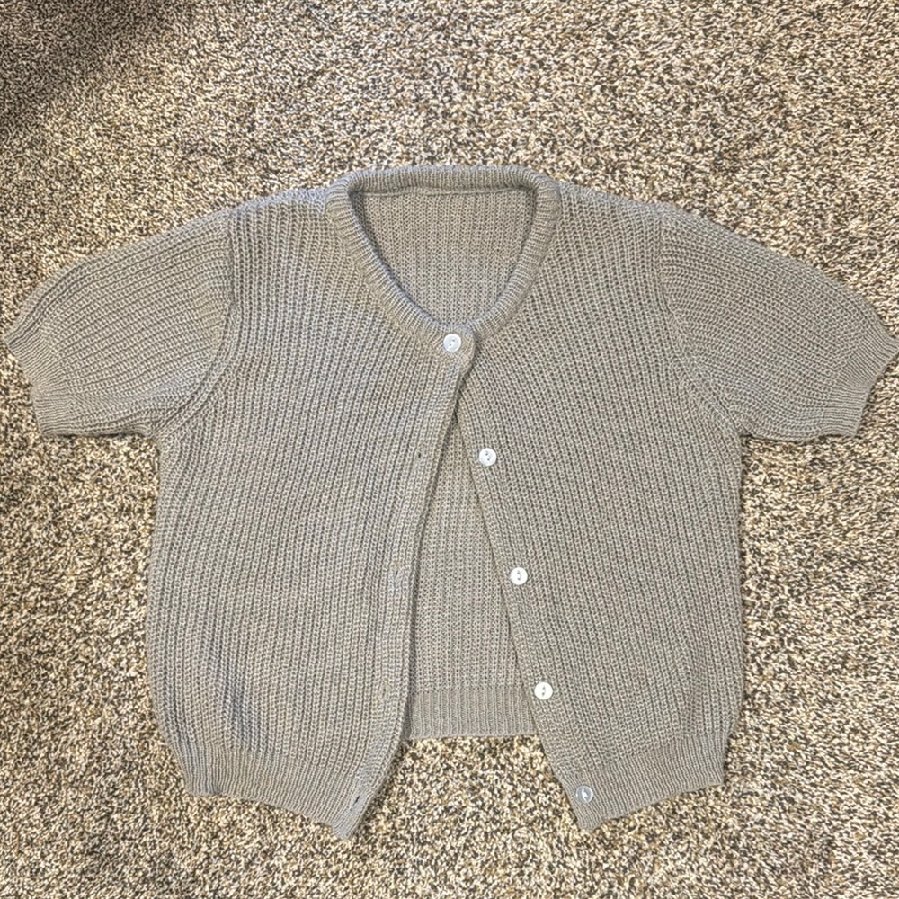 Gray Knit Button Top
